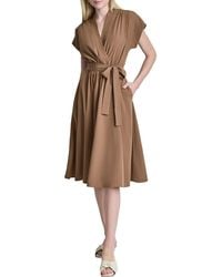 DKNY - Faux Wrap Midi Dress - Lyst