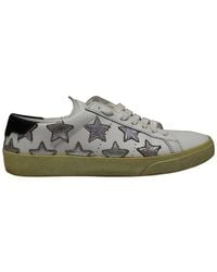 Saint Laurent - Leather Paris Sl/06 Metallic Stars Low Sneaker (Authentic Pre-Loved) - Lyst