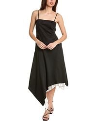 Helmut Lang - Angled Hem Wool Midi Dress - Lyst