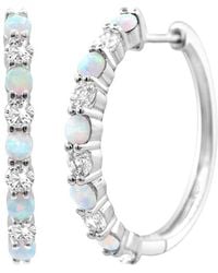 Lab Grown Gemstones - 0.60 Ct. Tw. Lab-Grown Opal Hoop Earrings - Lyst