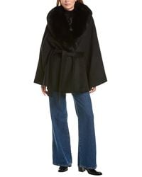 Sofiacashmere - Sofiacashmere Shawl Collar Wool-Blend Cape Coat - Lyst