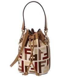 Fendi - Mon Tresor Mini Ff Canvas & Leather Bucket Bag - Lyst