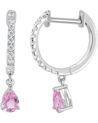 Sabrina Designs - 14k 0.57 Ct. Tw. Diamond & Pink Sapphire Dangle Huggie Earrings - Lyst