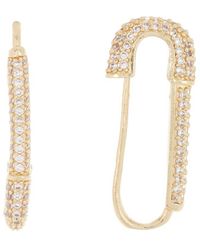 Adornia Silver Plated Safety Pin Earrings - Metallic