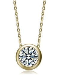 Rachel Glauber - 14k Plated Cz Solitaire Pendant Necklace - Lyst