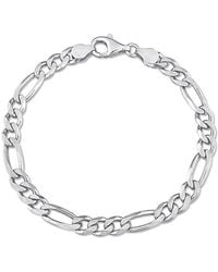 Italian Silver - Figaro Chain Bracelet - Lyst