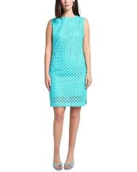 Ming Wang - Geometric Lace Cutout Woven Sheath Dress - Lyst