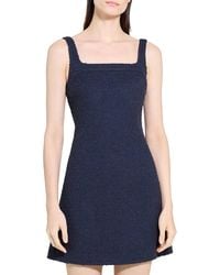 Theory - Square Neck Yoke Linen-Blend Dress - Lyst