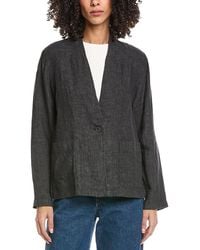 Eileen Fisher - High Collar Linen Jacket - Lyst