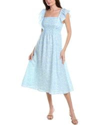 Sail To Sable - Smocked Silk-blend A-line Dress - Lyst