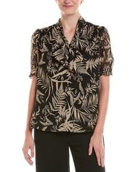 Jones New York - Tie Neck Puff Sleeve Blouse - Lyst