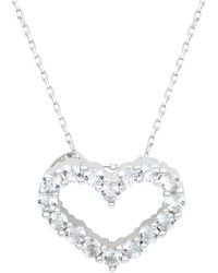 Suzy Levian - Silver 0.02 Ct. Tw. Diamond & White Topaz Heart Pendant - Lyst