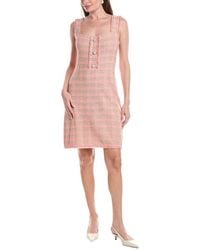 Misook - Fringe Trim Tweed Knit Mini Dress - Lyst