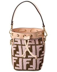 Fendi - Mon Tresor Mini Raffia & Leather Bucket Bag (Authentic Pre-Owned) - Lyst