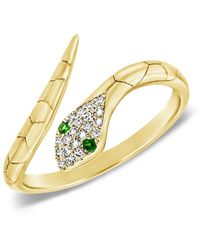 Sabrina Designs - 14k 0.06 Ct. Tw. Diamond & Tsavorite Snake Ring - Lyst