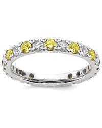 Lab Grown Gemstones - 14K 1.75 Ct. Tw. Lab-Grown Diamond & Lab-Grown Sapphire Eternity Ring - Lyst