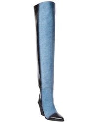 Jimmy Choo - Maceo 85 Denim & Leather Over-The-Knee Boot - Lyst