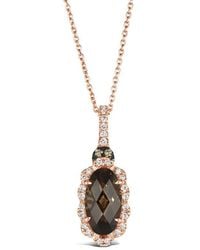 Le Vian - Le Vian Chocolate Quartz 14K Rose 1.82 Ct. Tw. Diamond & Smoky Quartz Drop Pendant Necklace - Lyst