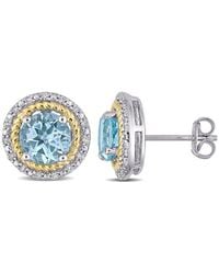 Rina Limor - Vermeil 3.31 Ct. Tw. Diamond & Gemstone Halo Earrings - Lyst