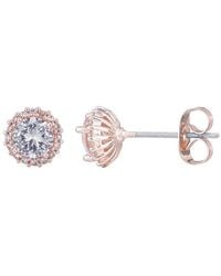 Adornia - 14K Rose Plated Cz Halo Stud Earrings - Lyst
