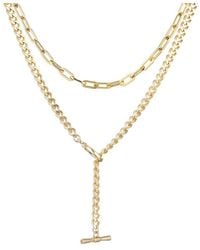 Adornia - 14K Plated Set Of 2 Toggle & Paperclip Necklace - Lyst