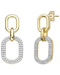 Rachel Glauber - 14k Plated Cz Geometric Dangle Earrings - Lyst