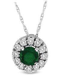 Diana M. Jewels - Fine Jewelry 14k 0.46 Ct. Tw. Diamond & Emerald Halo Pendant Necklace - Lyst