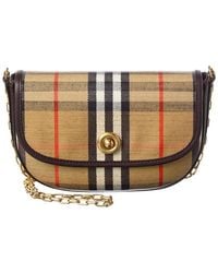 Burberry - Highlands Mini Coated Canvas & Leather Shoulder Bag - Lyst