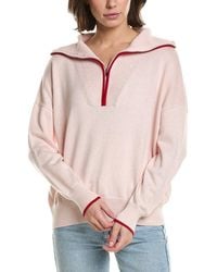 Brodie Cashmere - Tipped 1/2-Zip Cashmere-Blend Pullover - Lyst