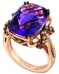 Tw Womens Jewellery Rings Monary 14k 0.74 Ct Diamond & Amethyst Ring in Metallic 