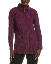Eileen Fisher - Classic Pleated Silk Shirt - Lyst