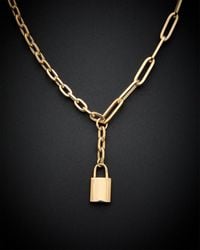 Italian Gold - 14K Padlock Charm Necklace - Lyst