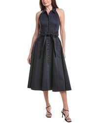 Carolina Herrera - Halter Neck Button Front Midi Dress - Lyst