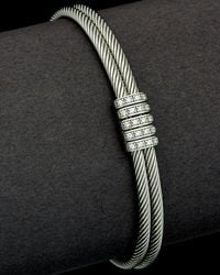 Italian Gold Over Silver - 18k Over Silver 0.30 Ct. Tw. Diamond Cuff - Lyst