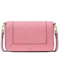 Kate Spade - Lena Mini Pebbled Leather Flap Crossbody - Lyst