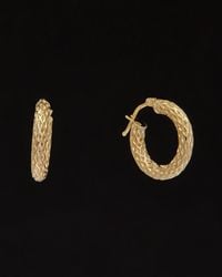 Italian Gold - 14k Textured Hoops - Lyst