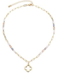 Adornia - Mixed Bead & Chain Clover Outline Pendant Necklace - Lyst