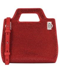 Ferragamo - Wanda Mini Stain & Strass Leather Top Handle Bag - Lyst