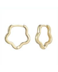 Adornia - 14K Plated Flower Shaped Hoop Earrings - Lyst