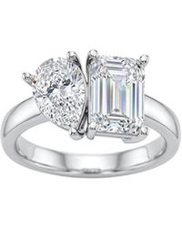 Lab Grown Diamonds - 14K 2.00 Ct. Tw. Lab-Grown Diamond & Lab-Grown Emerald 2 Stone Solitaire Ring - Lyst