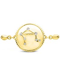 Sterling Forever - 14k Over Silver Cz Libra Disc Bolo Bracelet - Lyst