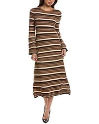Tahari - Bell Sleeve Stripe Fitted Midi Dress - Lyst