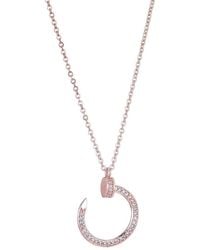 Adornia - 14K Rose Plated Cz Curved Nail Necklace - Lyst