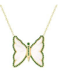 Gabi Rielle - 14k Over Silver Pearl Cz Butterfly Necklace - Lyst