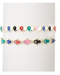 Eye Candy LA - The Luxe Collection Enamel Heart Yang To My Hamsa Cuff Bracelet - Lyst
