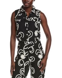 Gracia - Sleeveless Embroidered Button Down Vest - Lyst