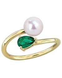 Rina Limor - Plated 0.40 Ct. Tw. Lab-Grown Gemstone & 6-6.5Mm Pearl Ring - Lyst