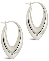 Sterling Forever - Stainless Steel V Drop Hoops - Lyst