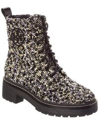 Tory Burch - Miller Lug Sole Tweed & Leather Bootie - Lyst