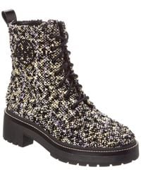 Tory Burch - Miller Lug Sole Tweed & Leather Bootie - Lyst